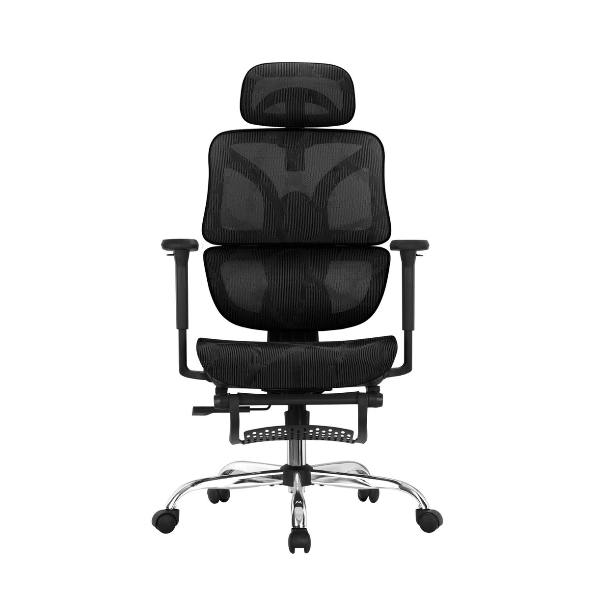 Dunsborough black ergonomic mesh office chair with footrest