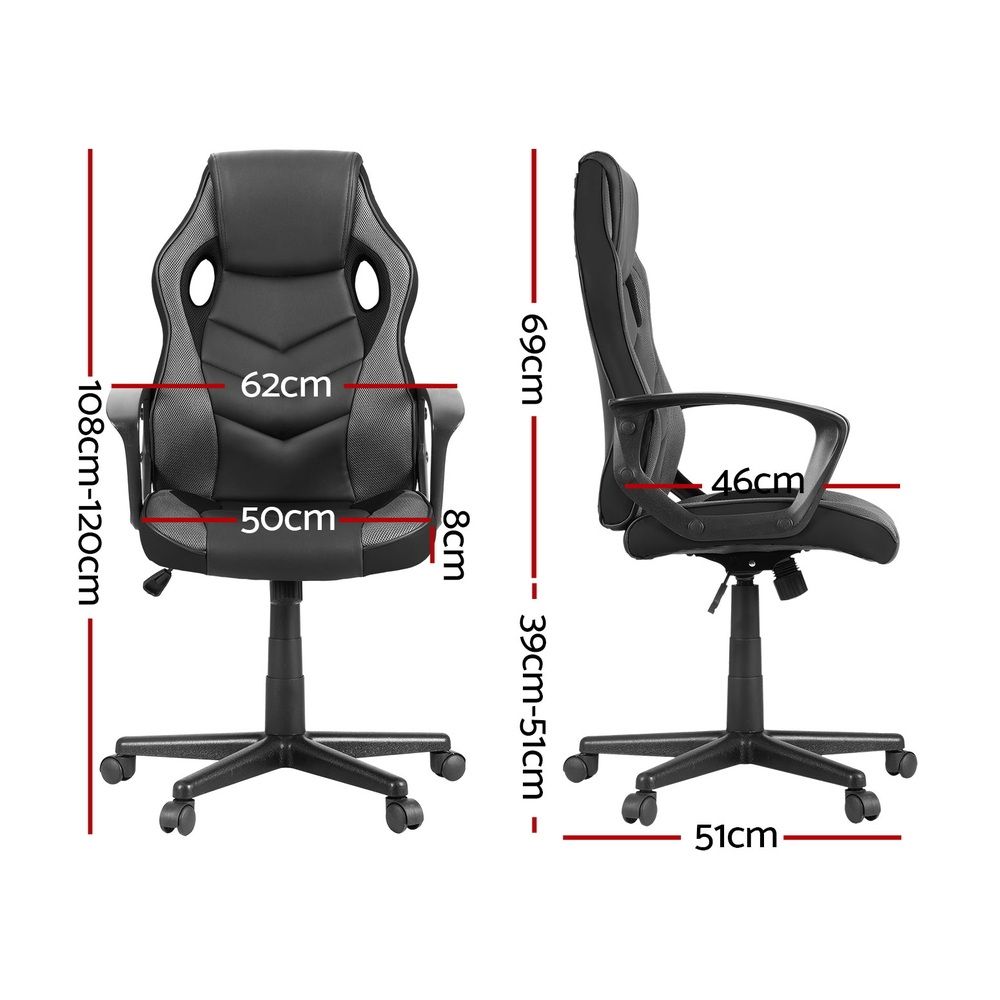 Mullaloo grey gaming chair in a home office, view 2