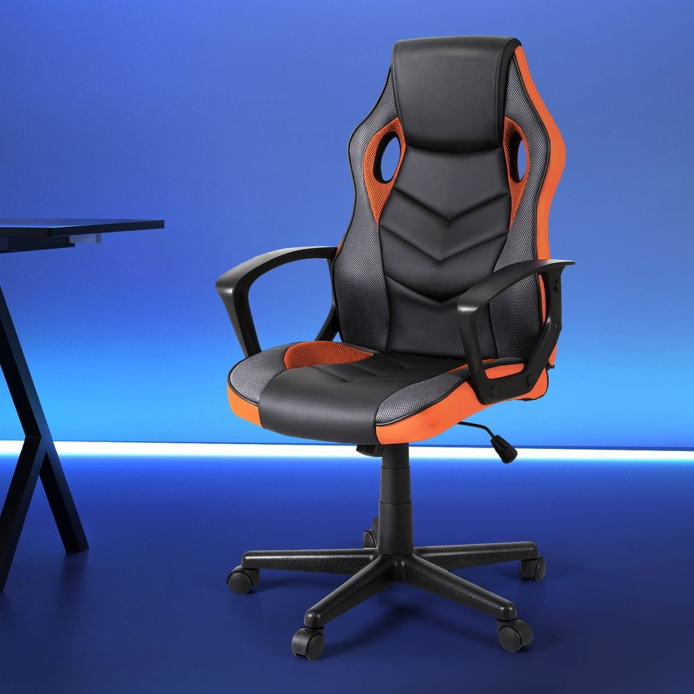 Mullaloo orange gaming chair in a home office, view 7