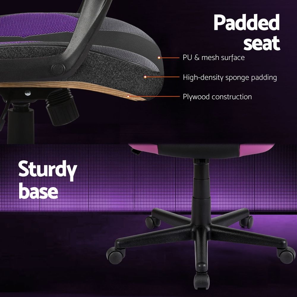 Mullaloo purple gaming chair in a home office, view 6