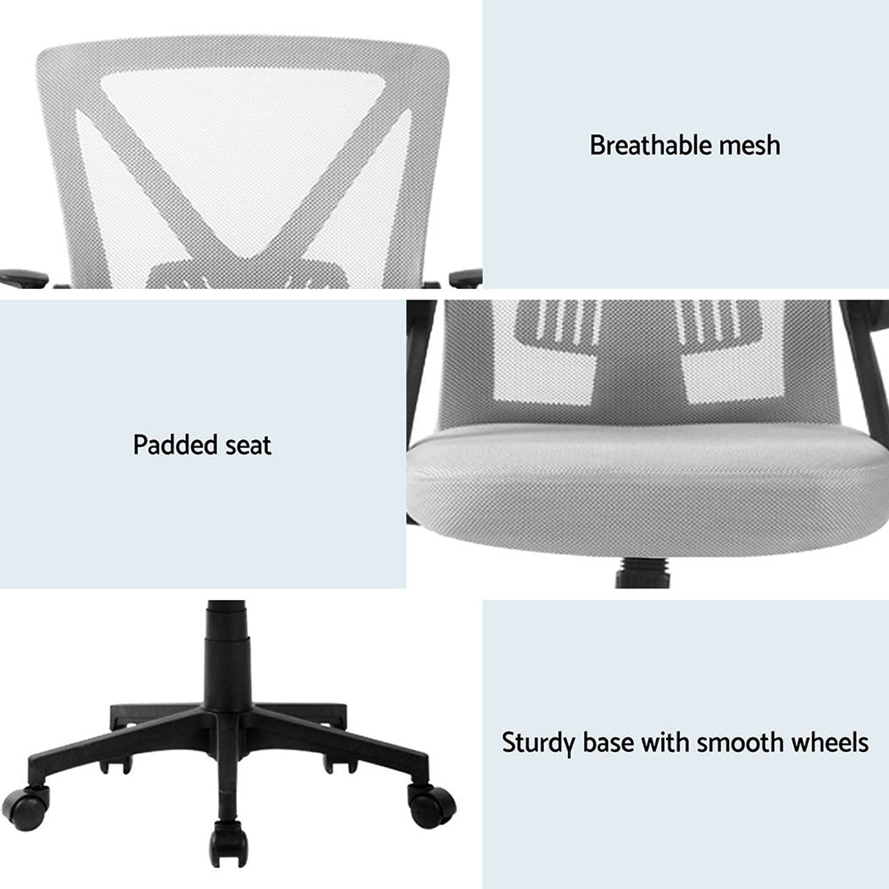 Artiss Nile Mid-Back Mesh Office Chair Grey Pack of 2 — Allure Home Collections