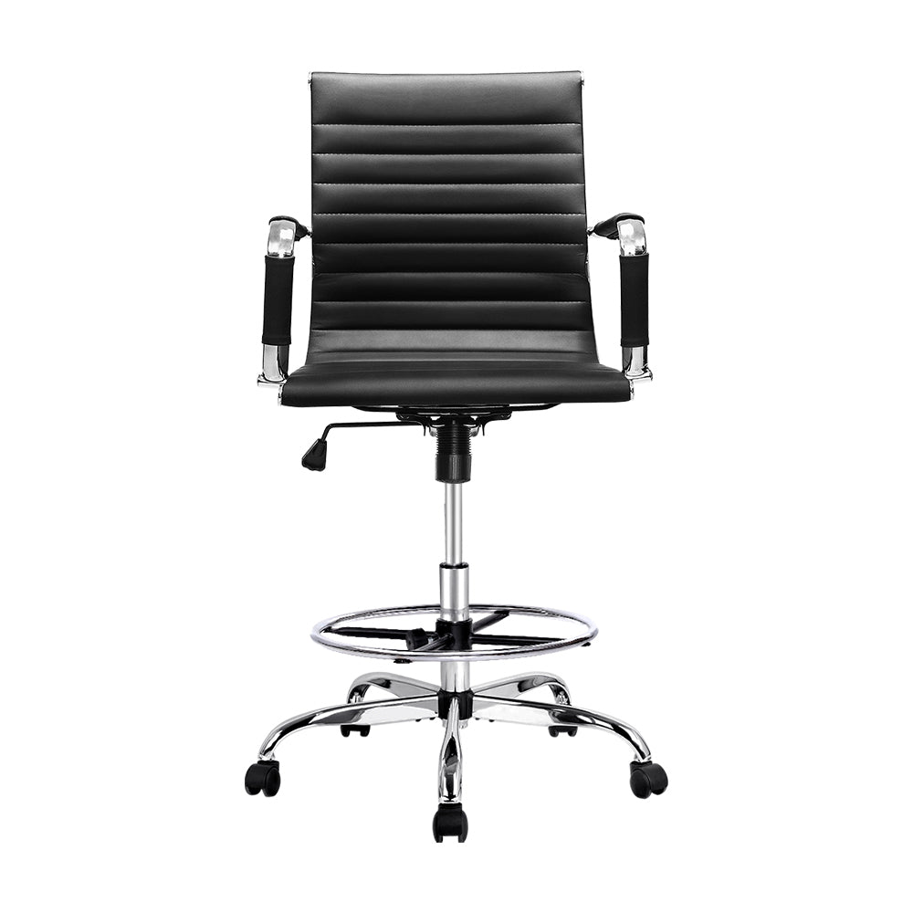 Artiss Black Faux Leather Drafting Stool Elevated Office Chair — Allure Home Collections