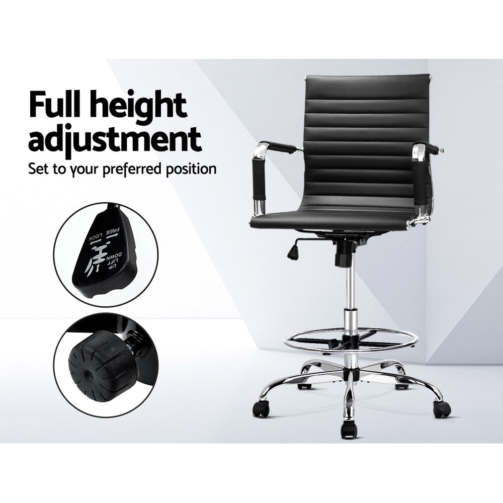 Artiss Black Faux Leather Drafting Stool Elevated Office Chair — Allure Home Collections