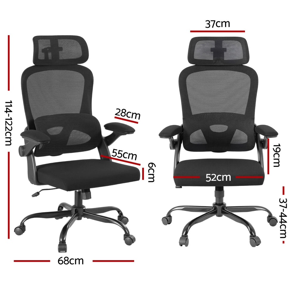 Narrogin black ergonomic mesh office chair with headrest