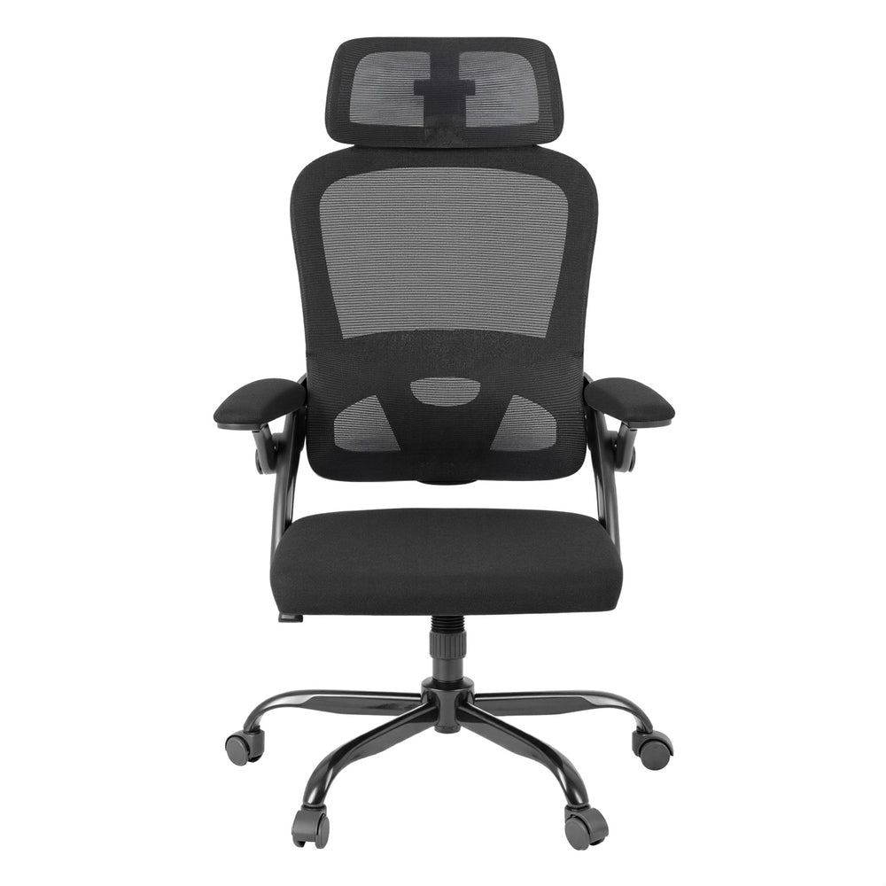 Narrogin black ergonomic mesh office chair with headrest