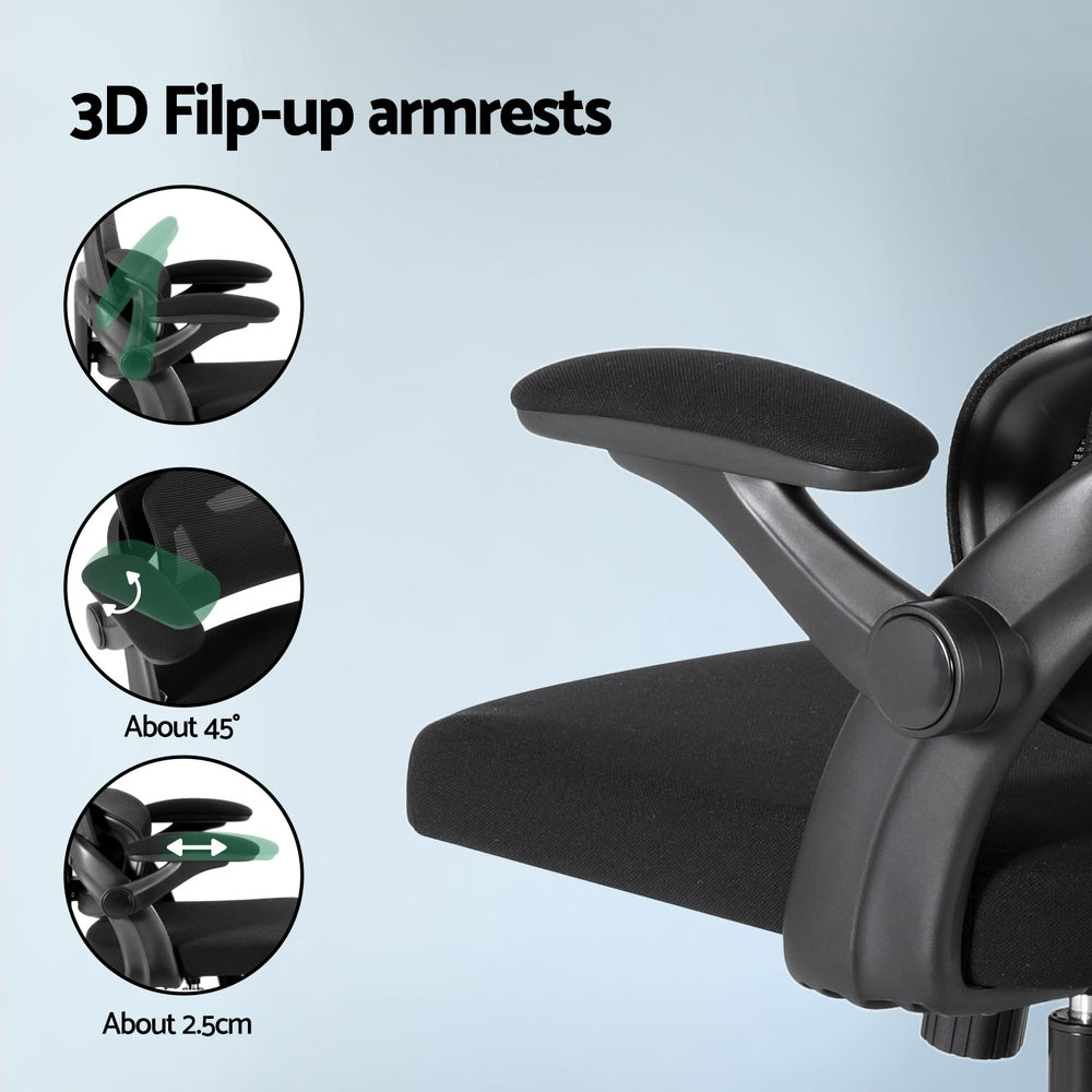 Narrogin black ergonomic mesh office chair with headrest