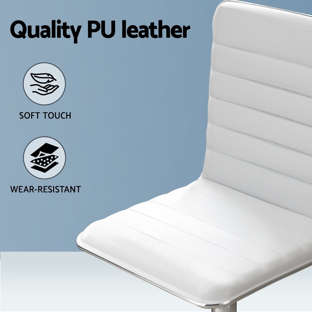 Dowerin white faux leather low back office chair with metal base