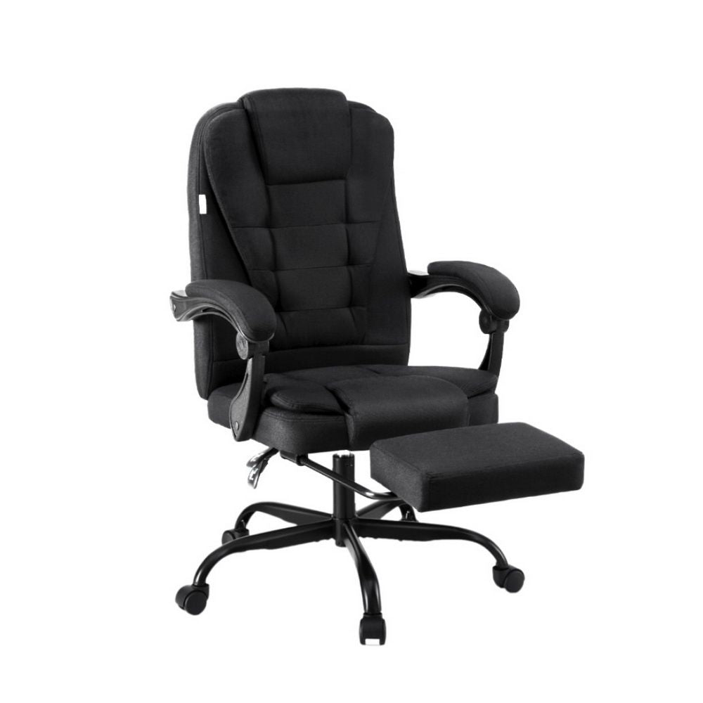Busselton black fabric executive office chair with footrest