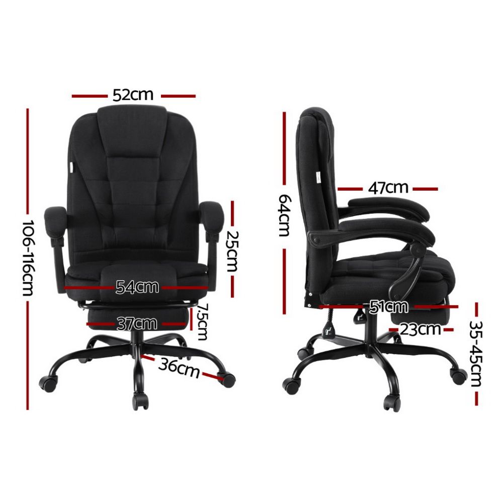 Busselton black fabric executive office chair with footrest