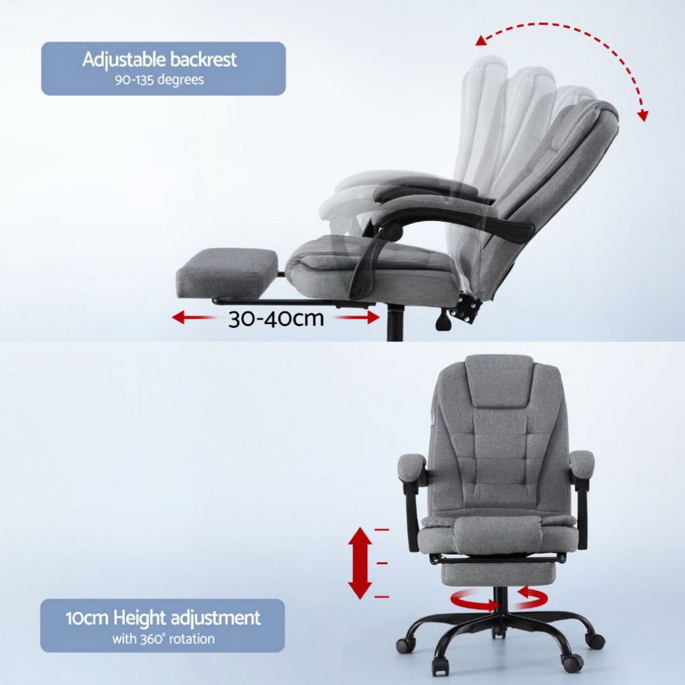 Busselton grey fabric executive office chair with footrest