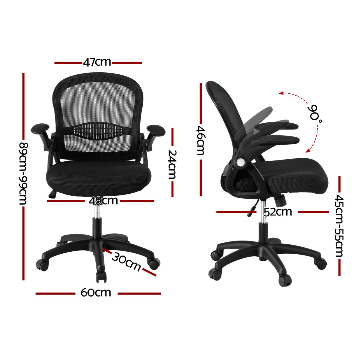 Burns Beach black mesh office chair, view 2