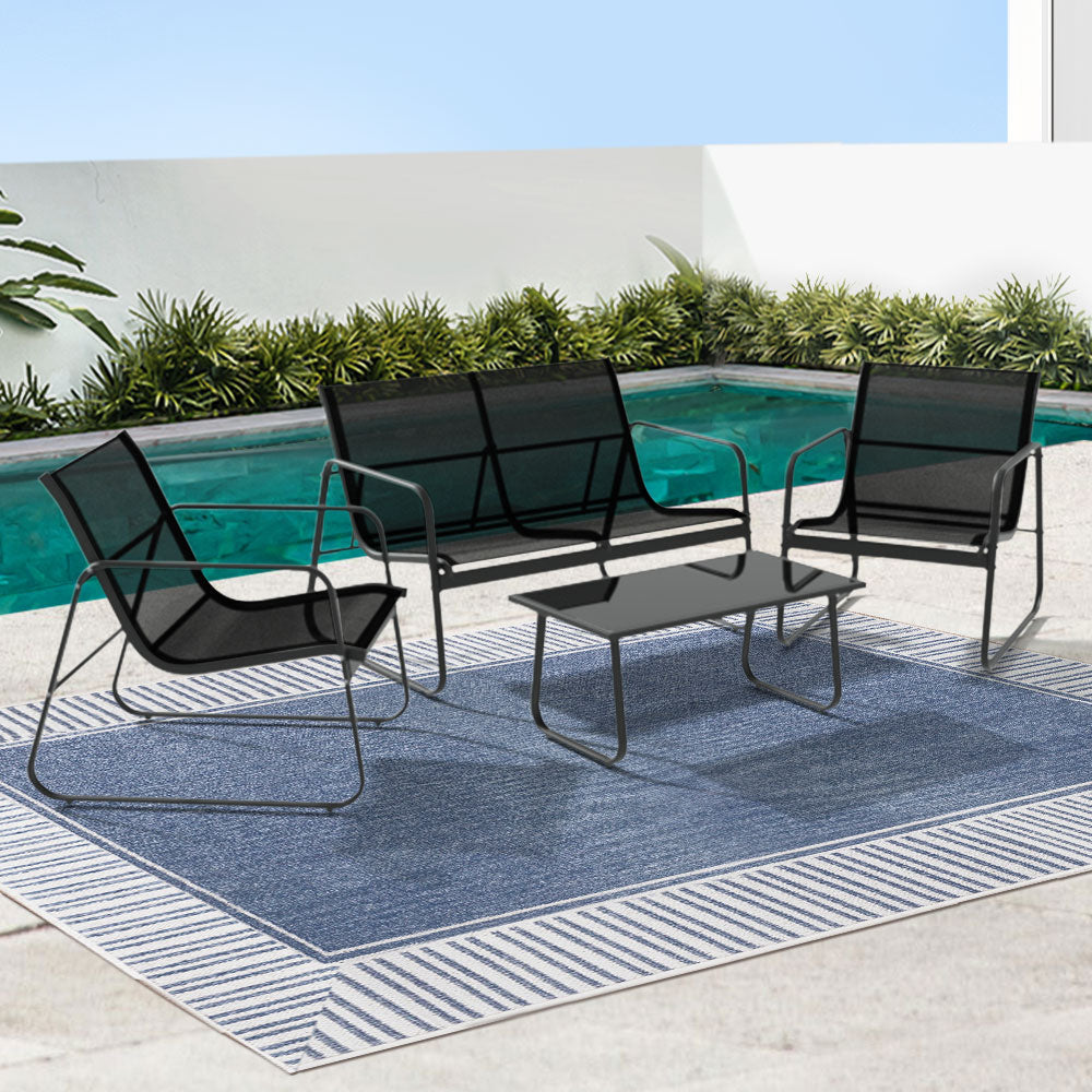 Urangan 4 Piece Sofa Set, Black
