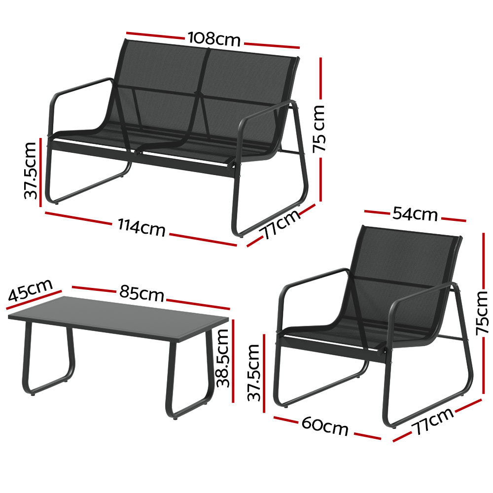 Urangan 4 Piece Sofa Set, Black