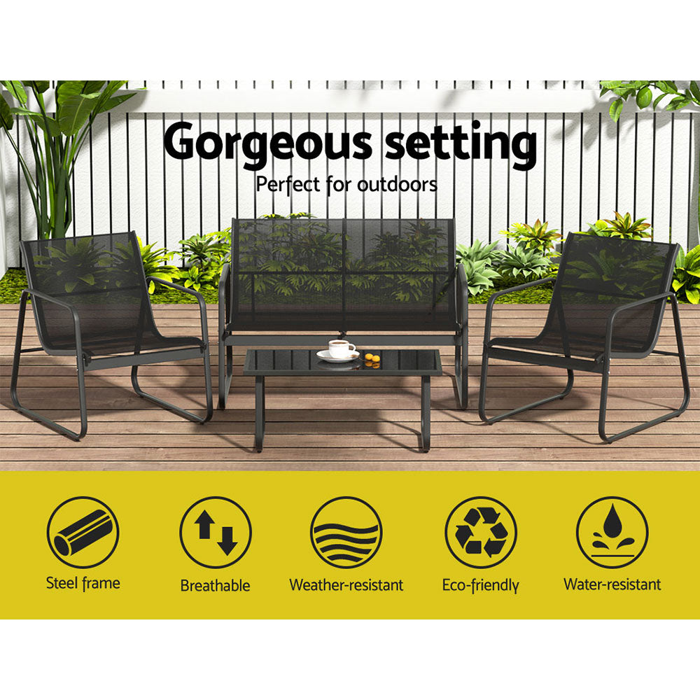 Urangan 4 Piece Sofa Set, Black