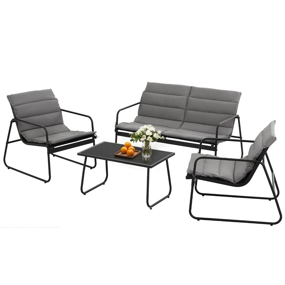 Benowa black textilene outdoor sofa set in an outdoor setting