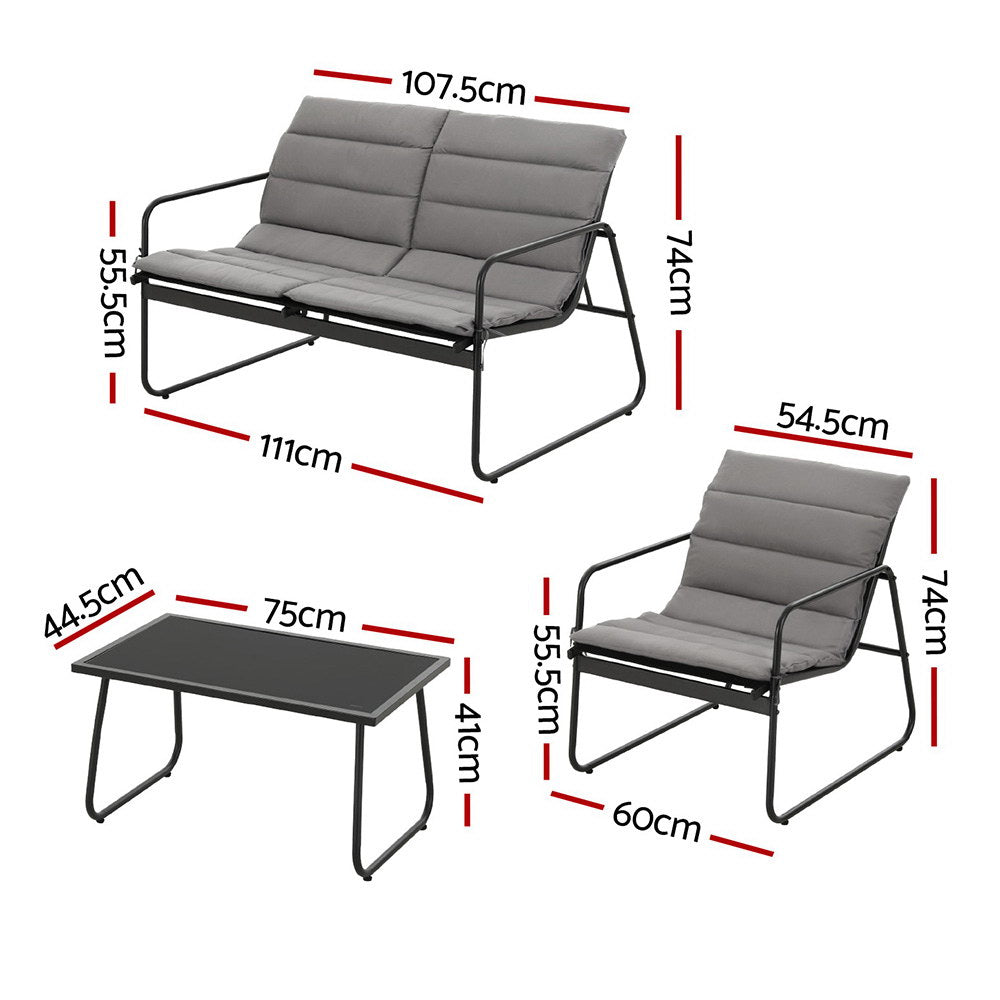 Benowa 4 Piece Outdoor Sofa Set, Black Textilene