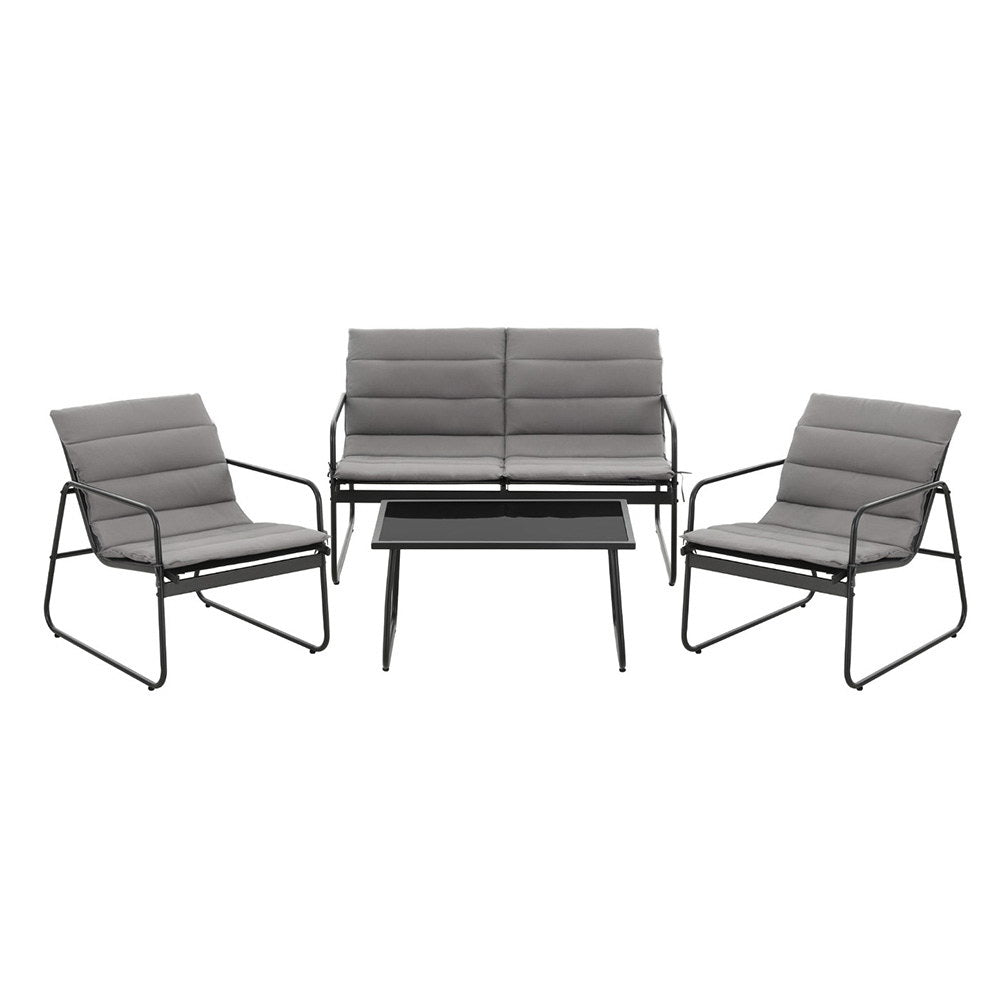 Benowa 4 Piece Outdoor Sofa Set, Black Textilene