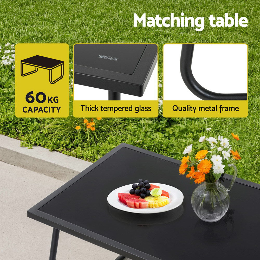 Benowa 4 Piece Outdoor Sofa Set, Black Textilene