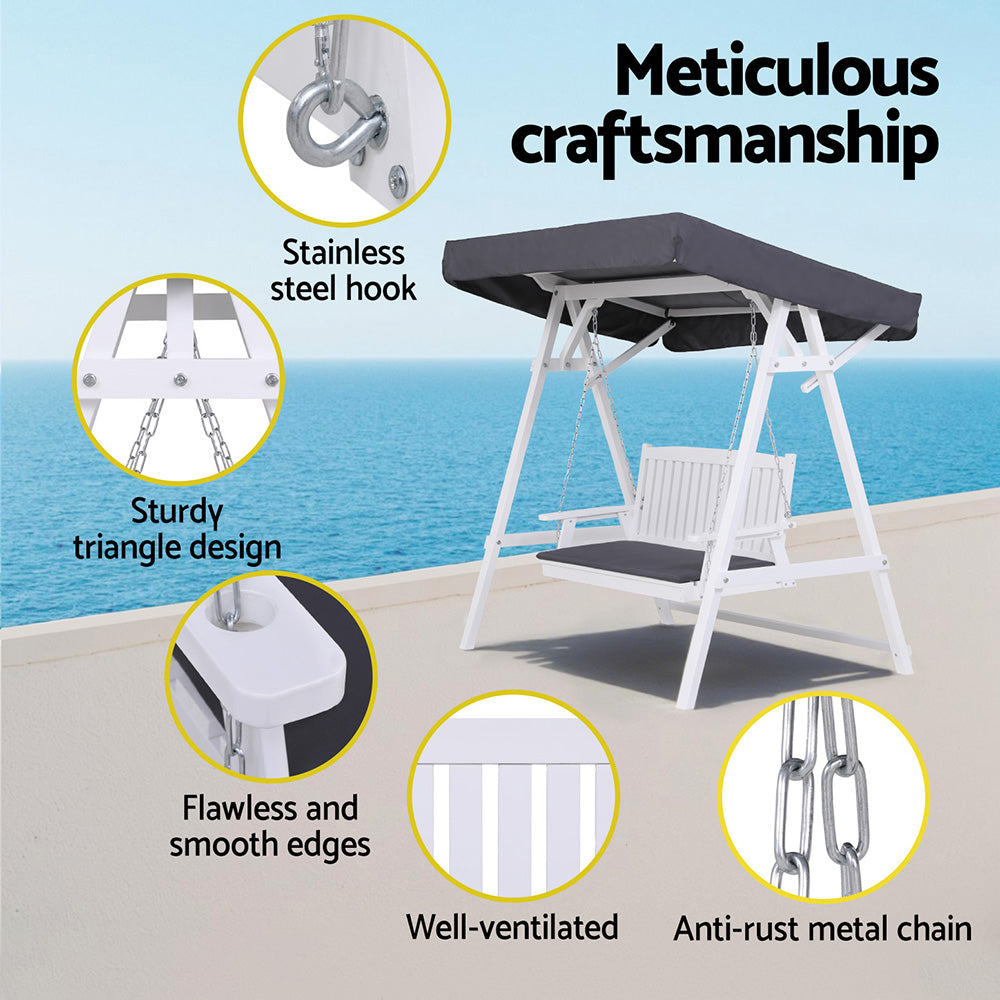 Congo Swing Chair with Canopy White