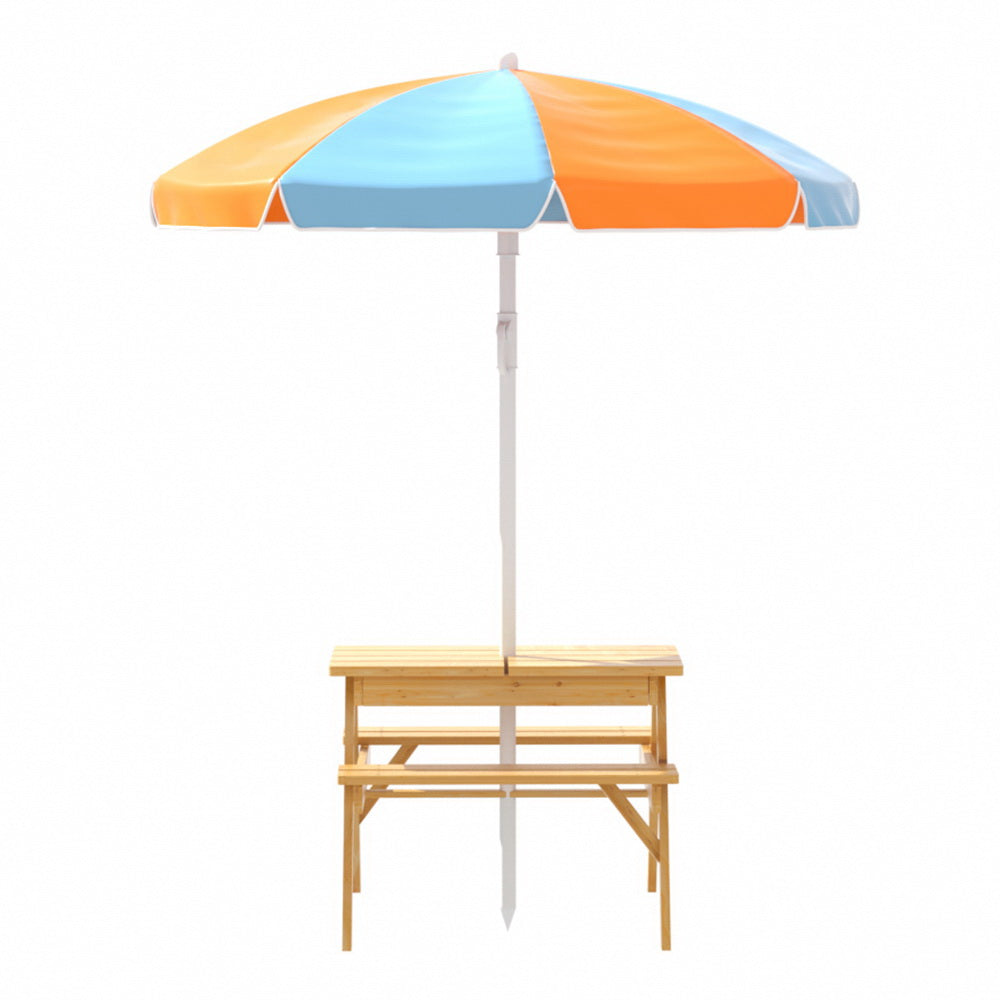 Kids outdoor picnic table seating four children