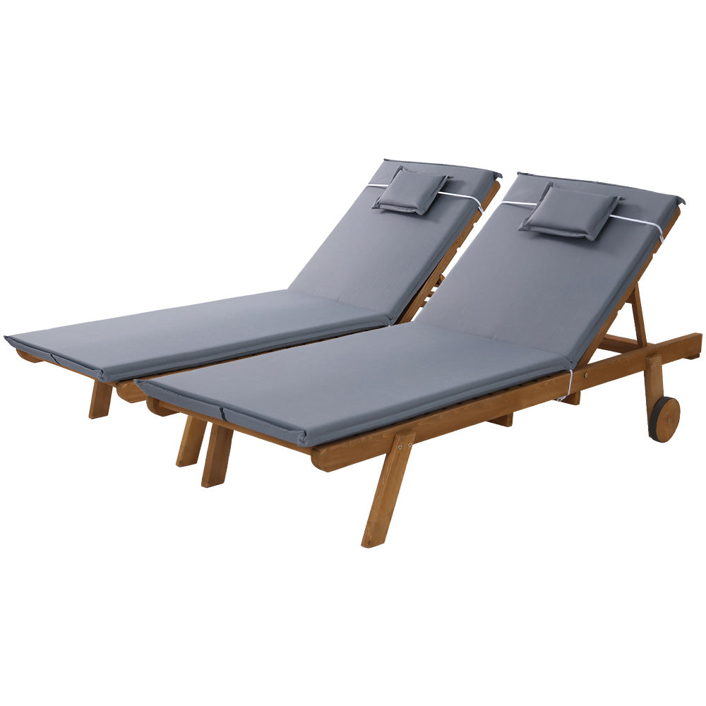 Nerang 2pcs Sun Lounge, Grey Timber
