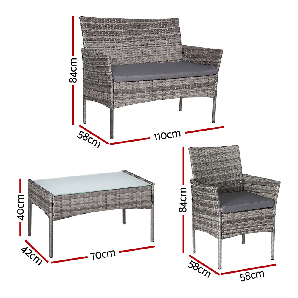 Woody Point 4 Piece Outdoor Sofa Set, Grey