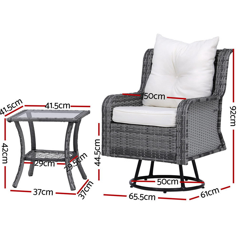 Beerwah 3 Piece Outdoor Lounge Set, Grey