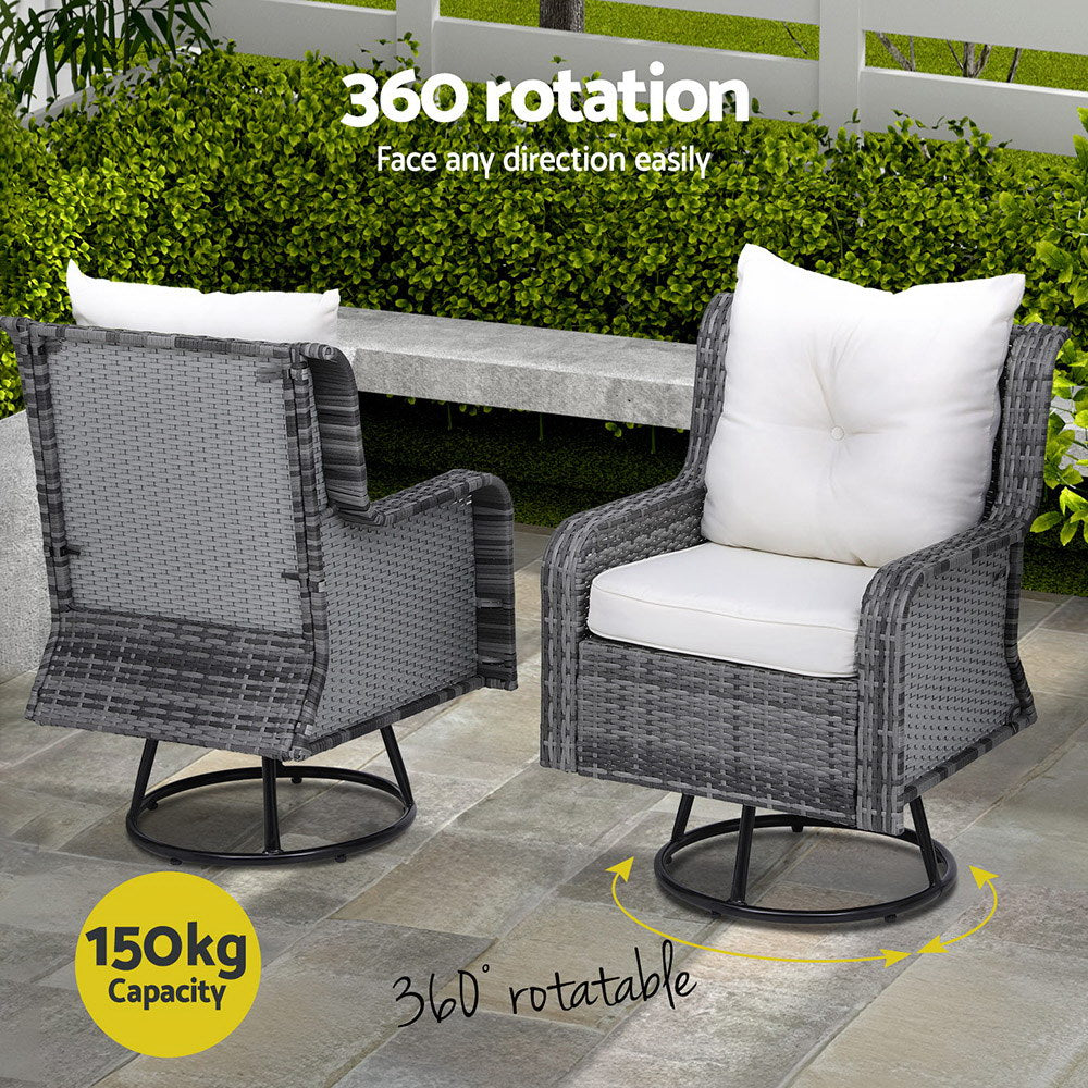 Beerwah 3 Piece Outdoor Lounge Set, Grey