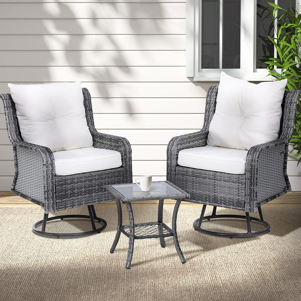 Beerwah 3 Piece Outdoor Lounge Set, Grey