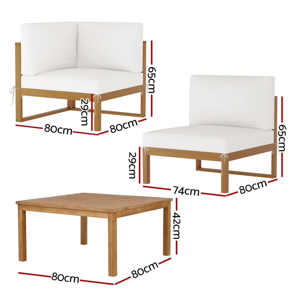 Biggera 5 Piece Outdoor Corner Lounge Set, Oak Timber