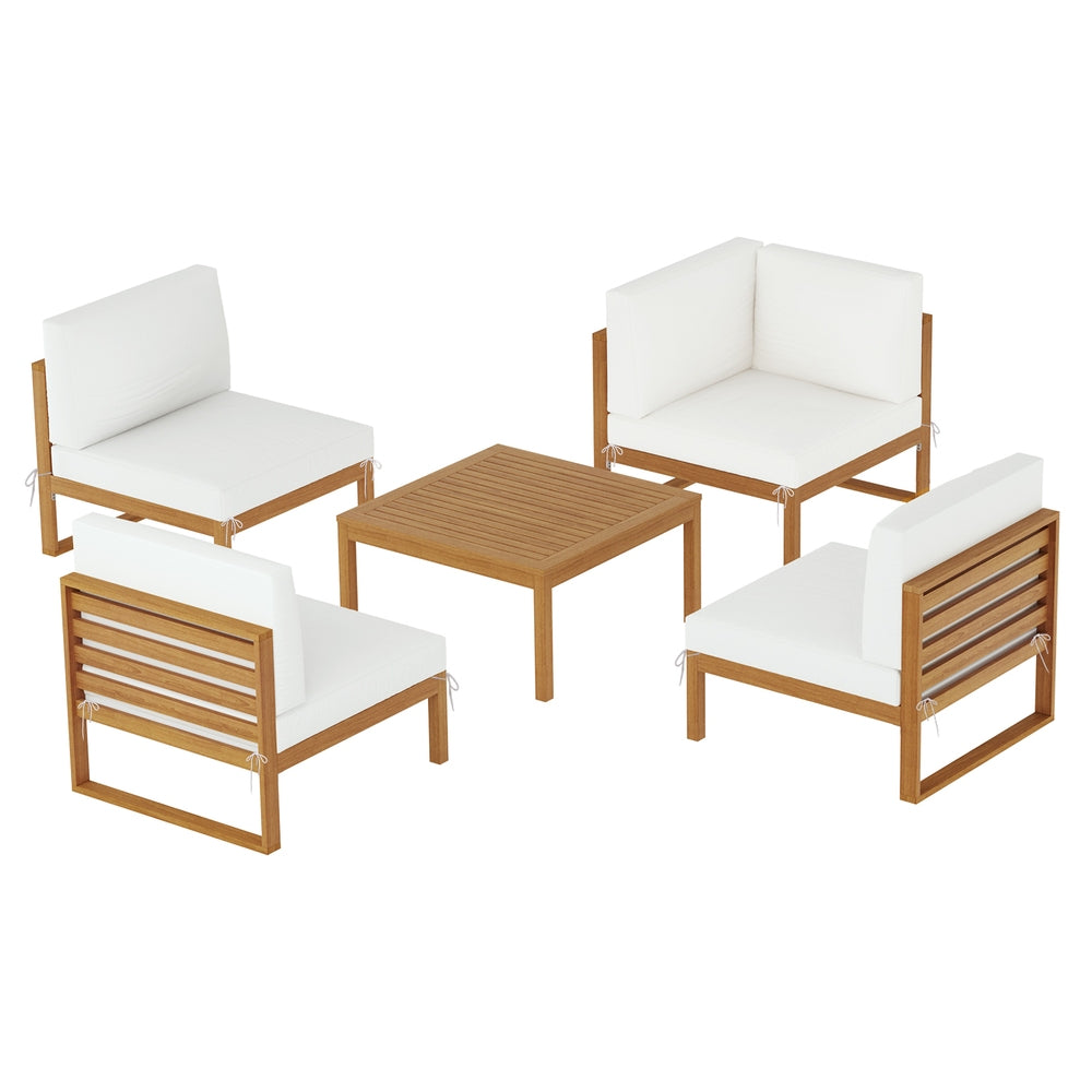 Biggera 5 Piece Outdoor Corner Lounge Set, Oak Timber