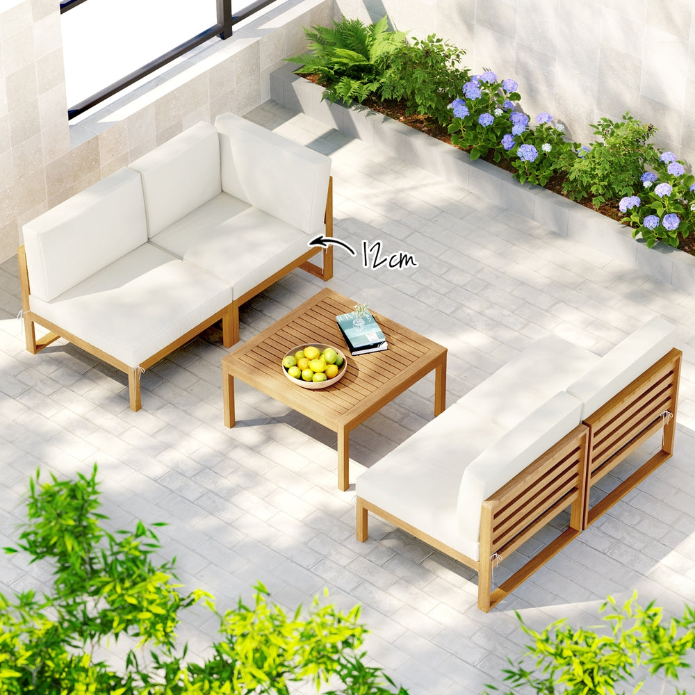 Biggera 5 Piece Outdoor Corner Lounge Set, Oak Timber
