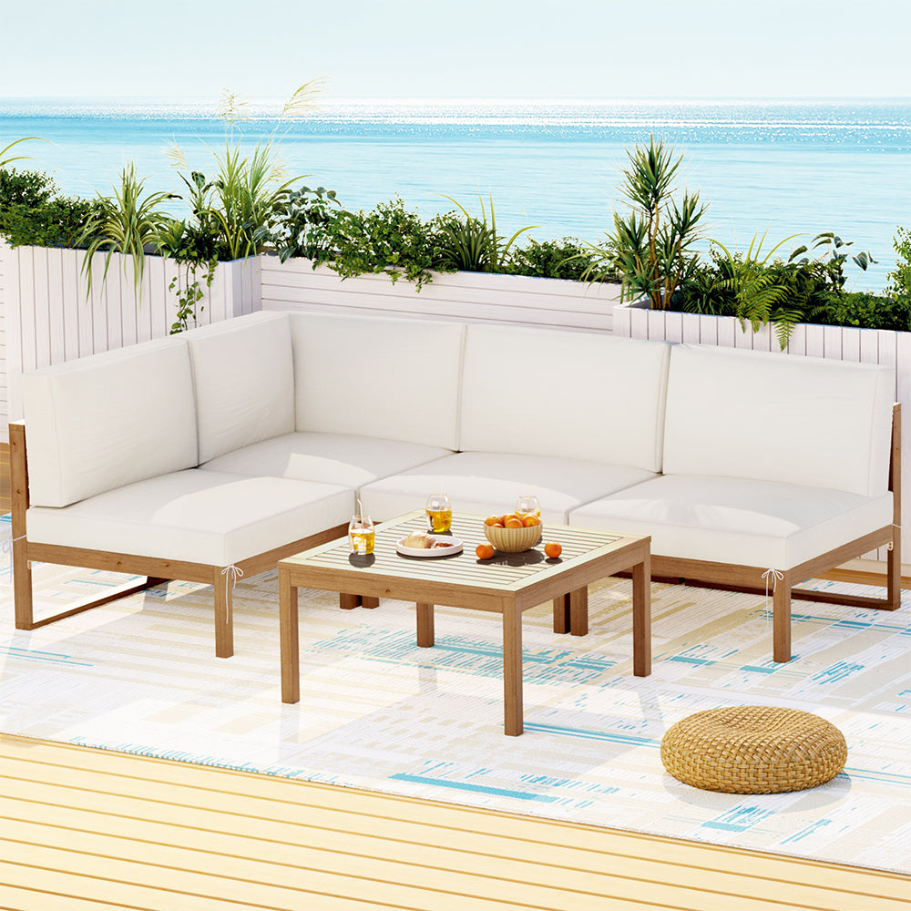 Biggera 5 Piece Outdoor Corner Lounge Set, Oak Timber