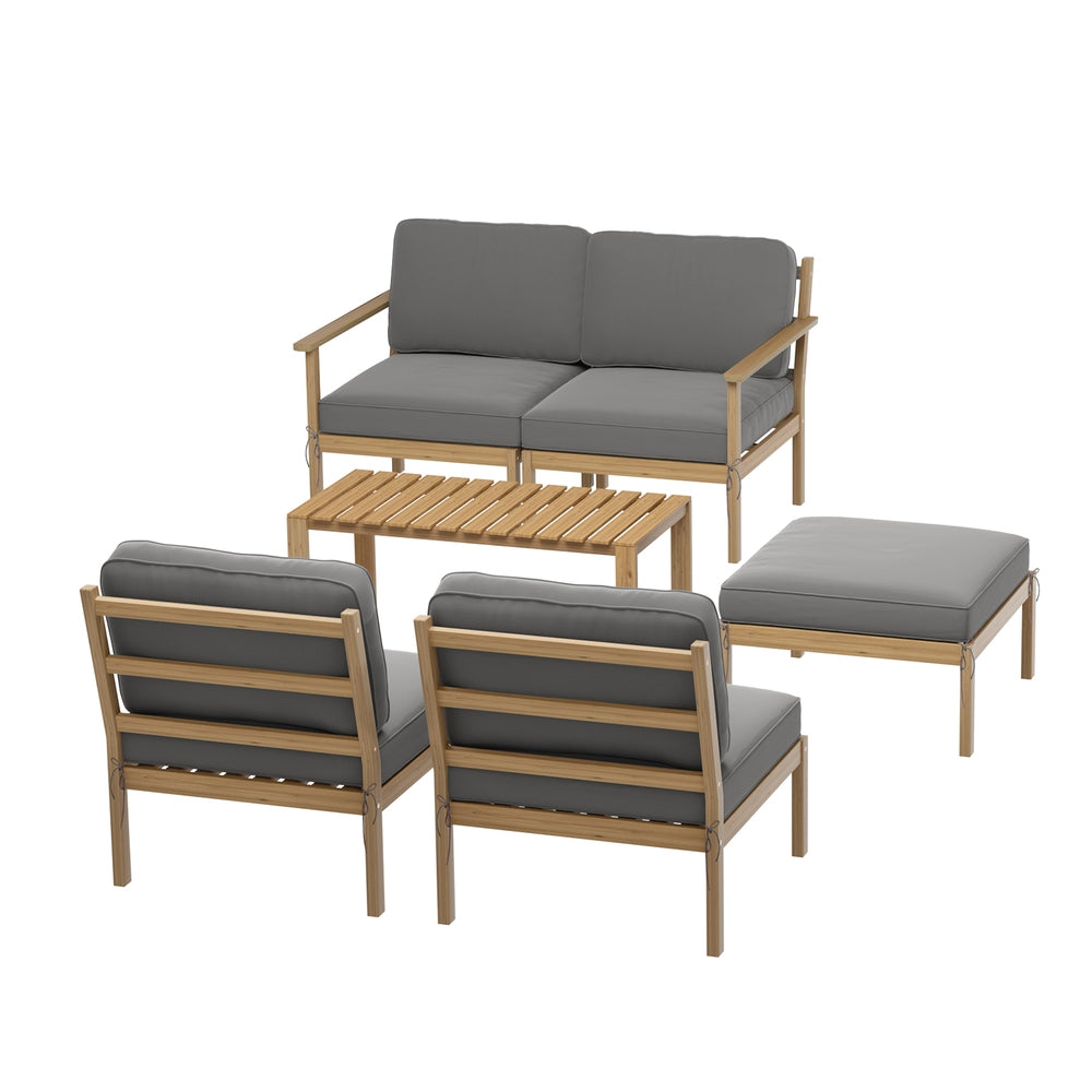 Paradise Point 6 Piece Outdoor Lounge Set, Oak Timber