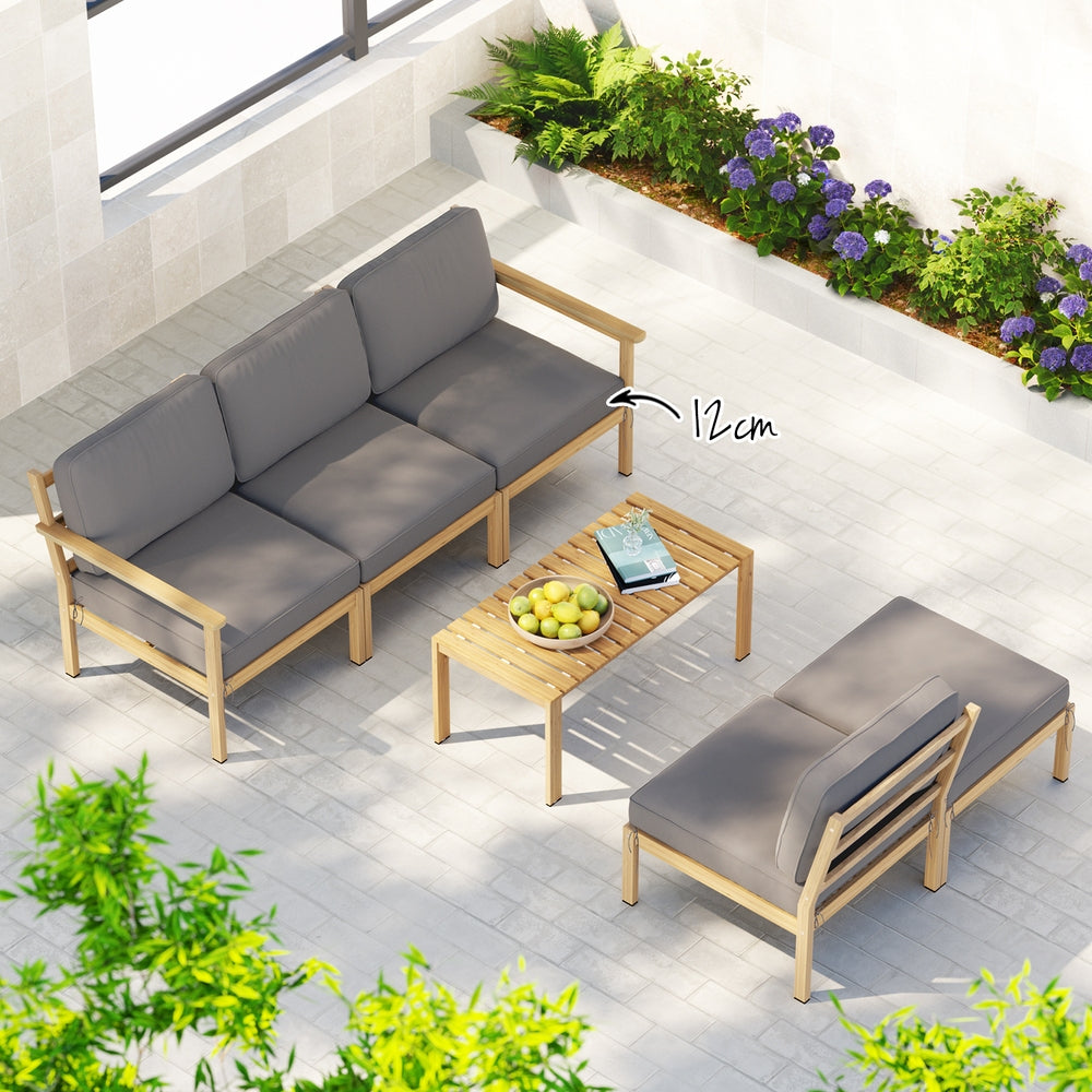 Paradise Point 6 Piece Outdoor Lounge Set, Oak Timber