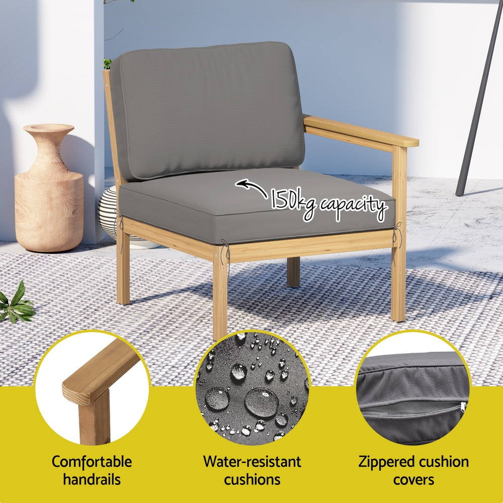 Paradise Point 6 Piece Outdoor Lounge Set, Oak Timber