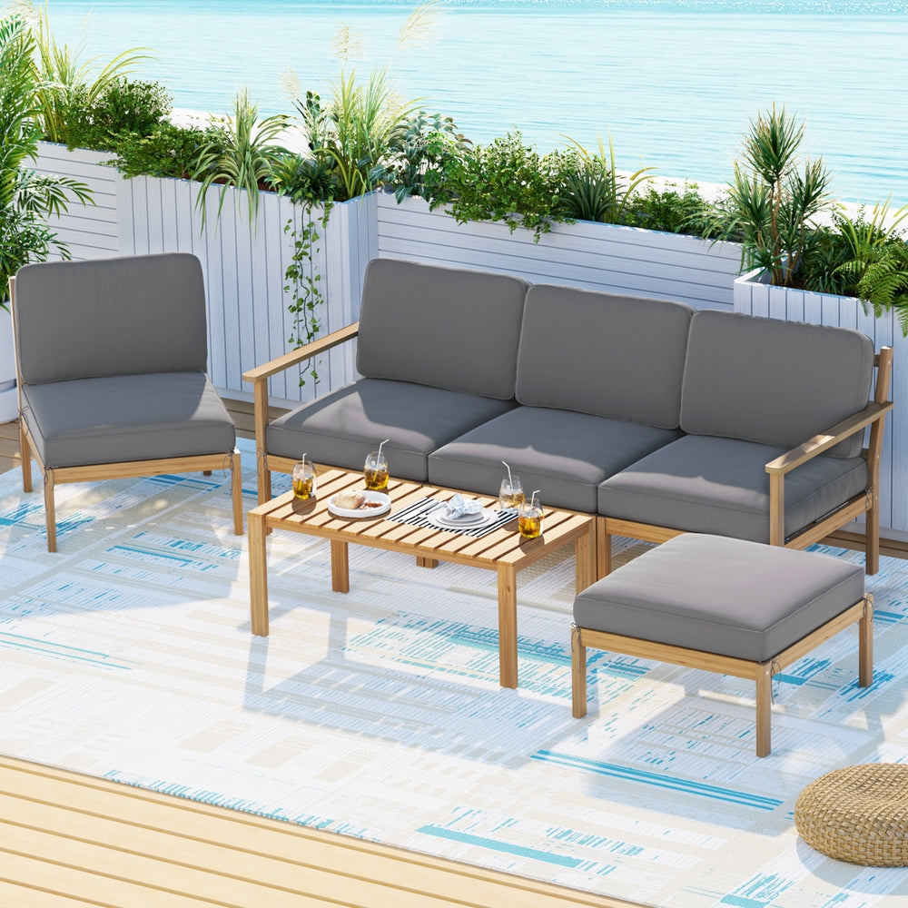 Paradise Point 6 Piece Outdoor Lounge Set, Oak Timber