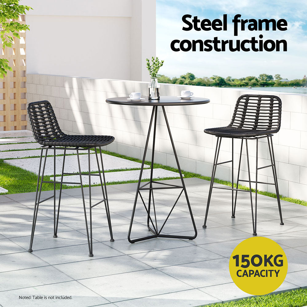 Side profile of Gardeon outdoor rattan bar stool showing footrest — Allure Home Collections