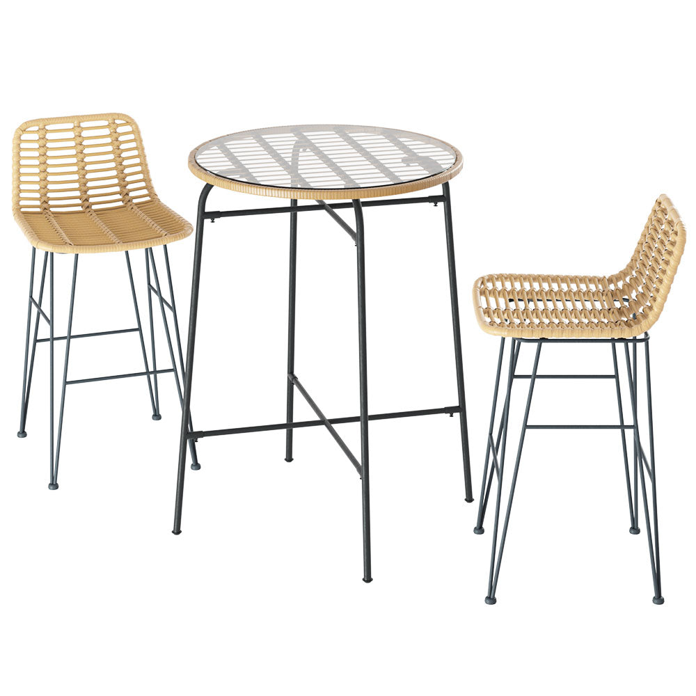Scarborough Point 3 Piece Outdoor Bar Set, Brown and Black