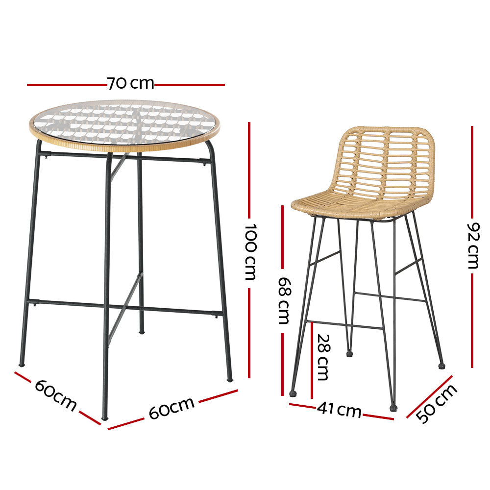 Scarborough Point 3 Piece Outdoor Bar Set, Brown and Black