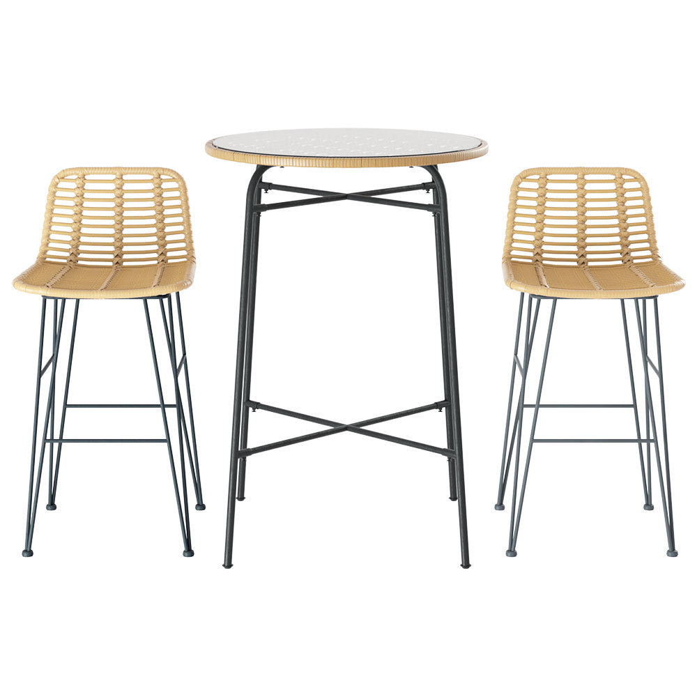 Scarborough Point 3 Piece Outdoor Bar Set, Brown and Black