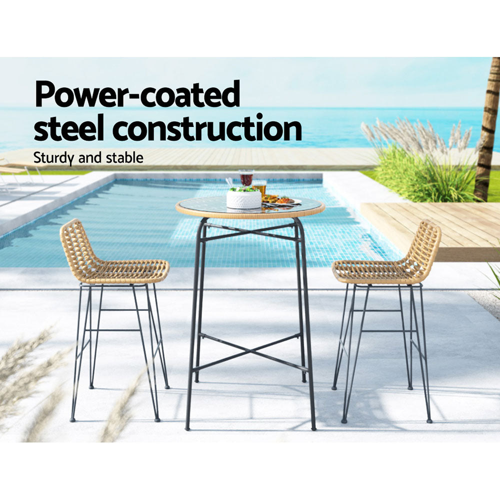 Scarborough Point 3 Piece Outdoor Bar Set, Brown and Black