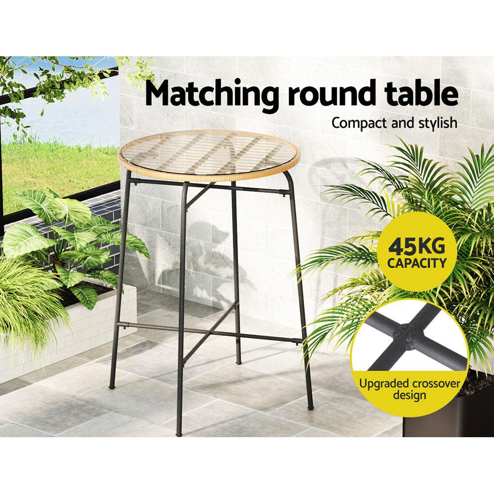 Scarborough Point 3 Piece Outdoor Bar Set, Brown and Black