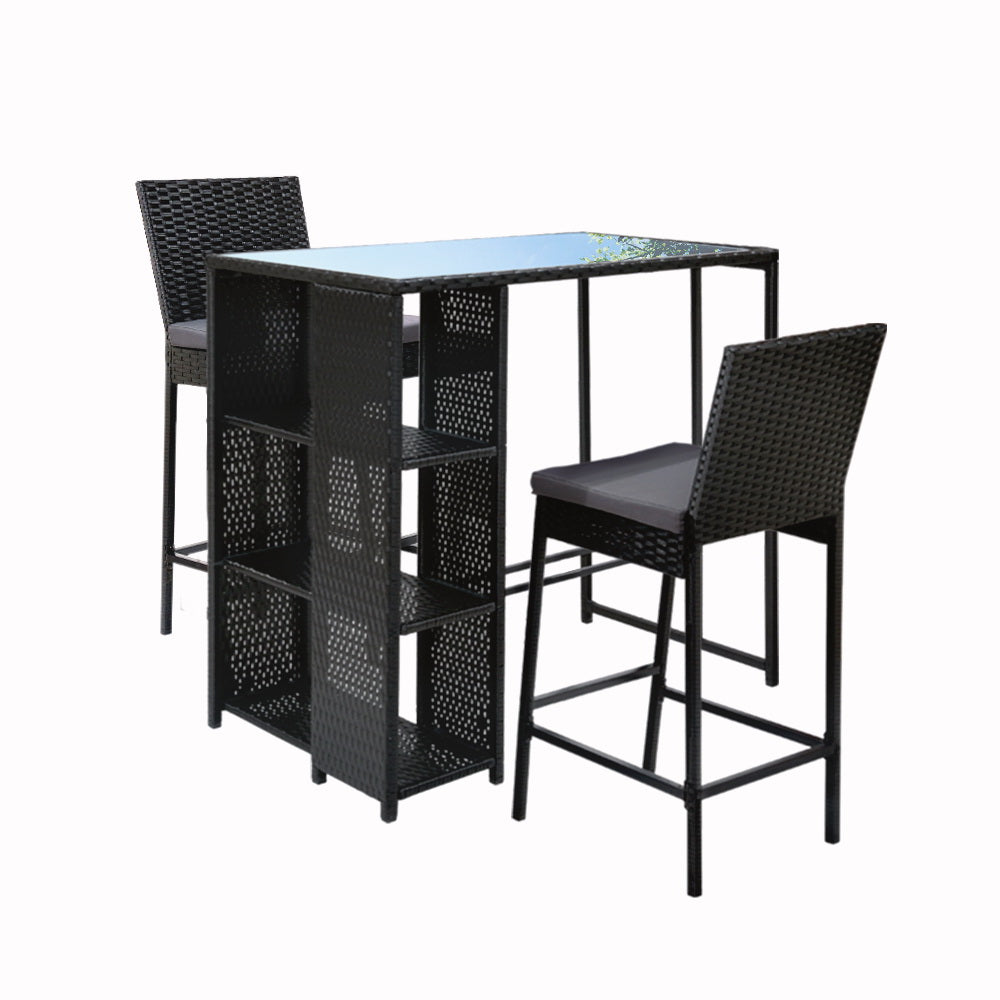 Gordonvale 3 Piece Outdoor Bar Set, Black