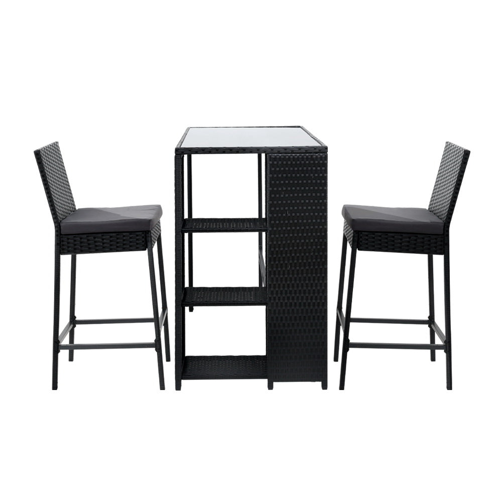 Gordonvale 3 Piece Outdoor Bar Set, Black