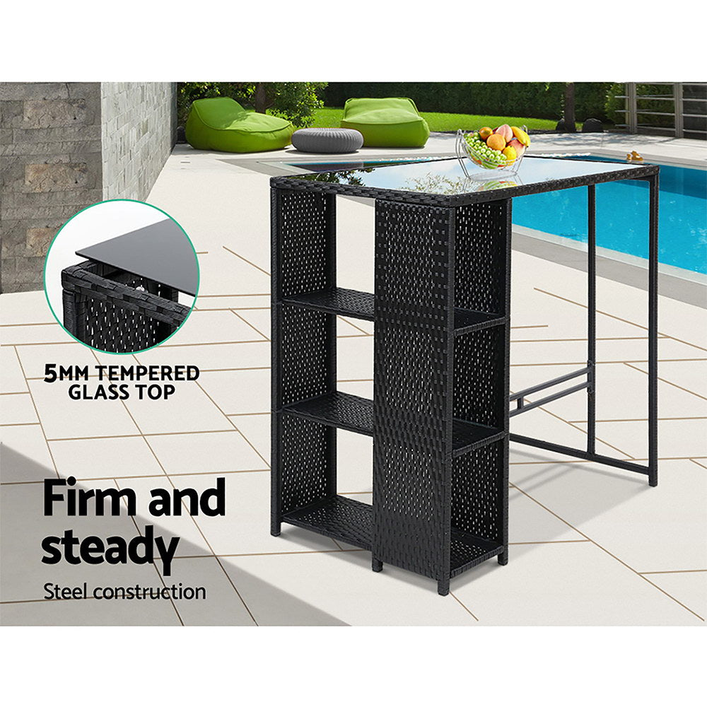 Holloways Beach 5 Piece Outdoor Bar Set, Black
