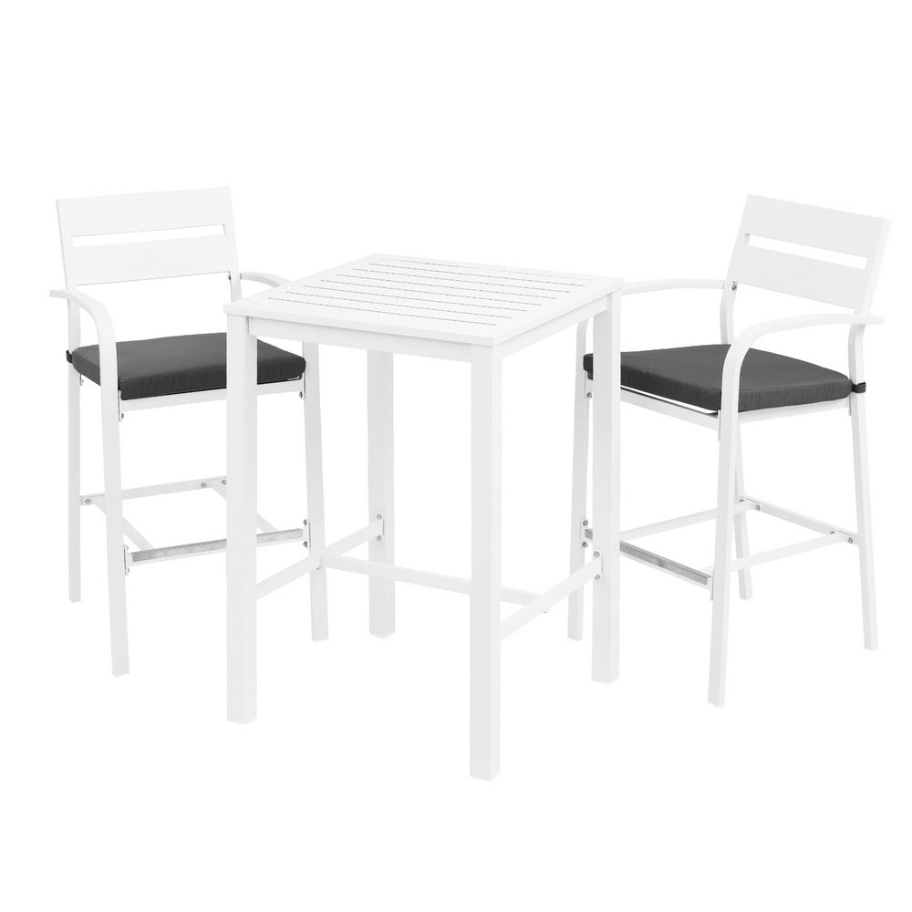 White aluminium outdoor bar table