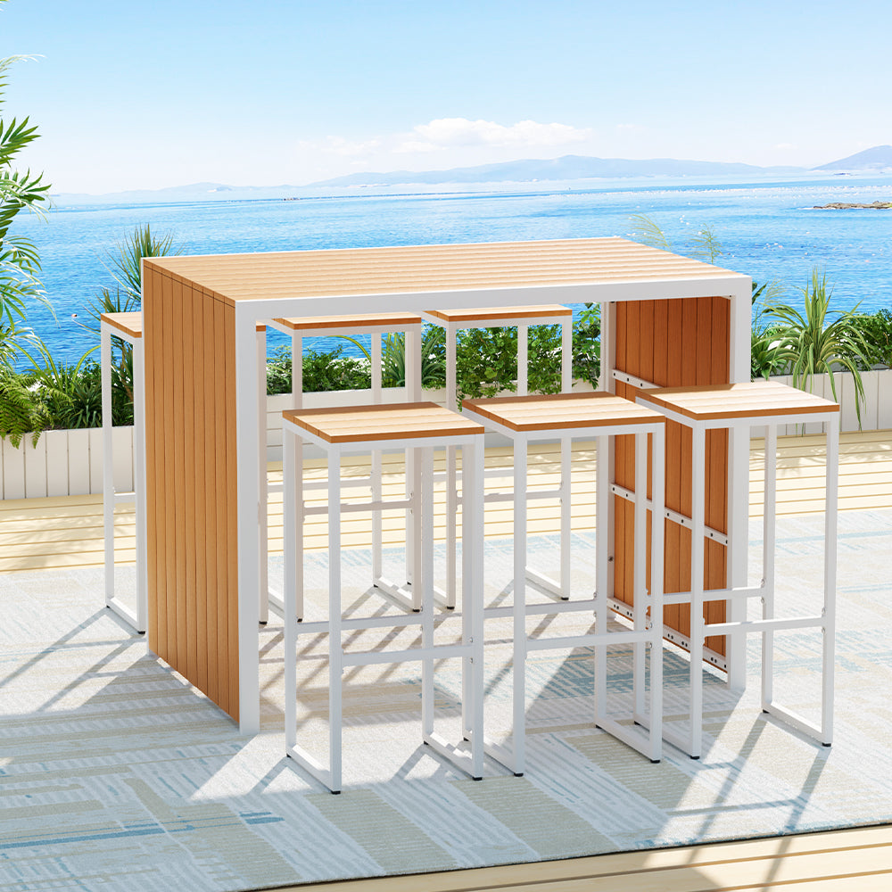 Robina 7 Piece Outdoor Bar Set, Brown