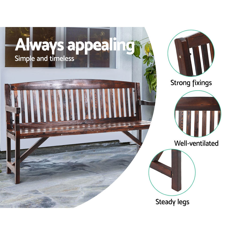 Numinbah 3 Seater Outdoor Bench, Charcoal Timber