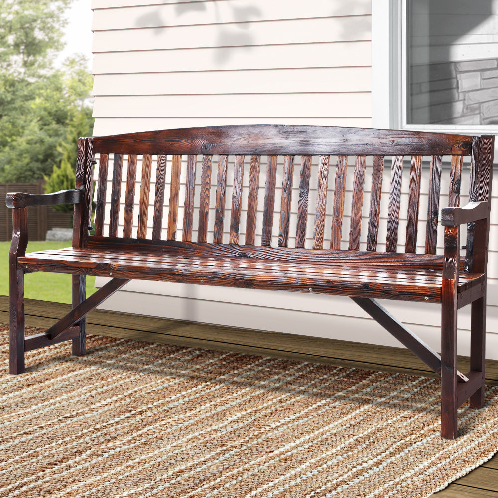 Numinbah charcoal timber outdoor bench in an outdoor setting